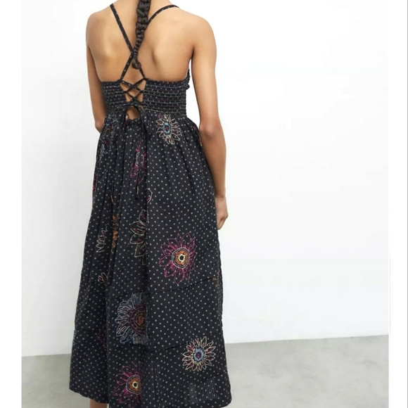 Urban Outfitters Dark Purple Simonette Embroidered Midi Dress, S- Size. - Picture 2 of 12